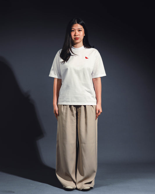 mozy&co. "Threads" Tee in White with Red Thread