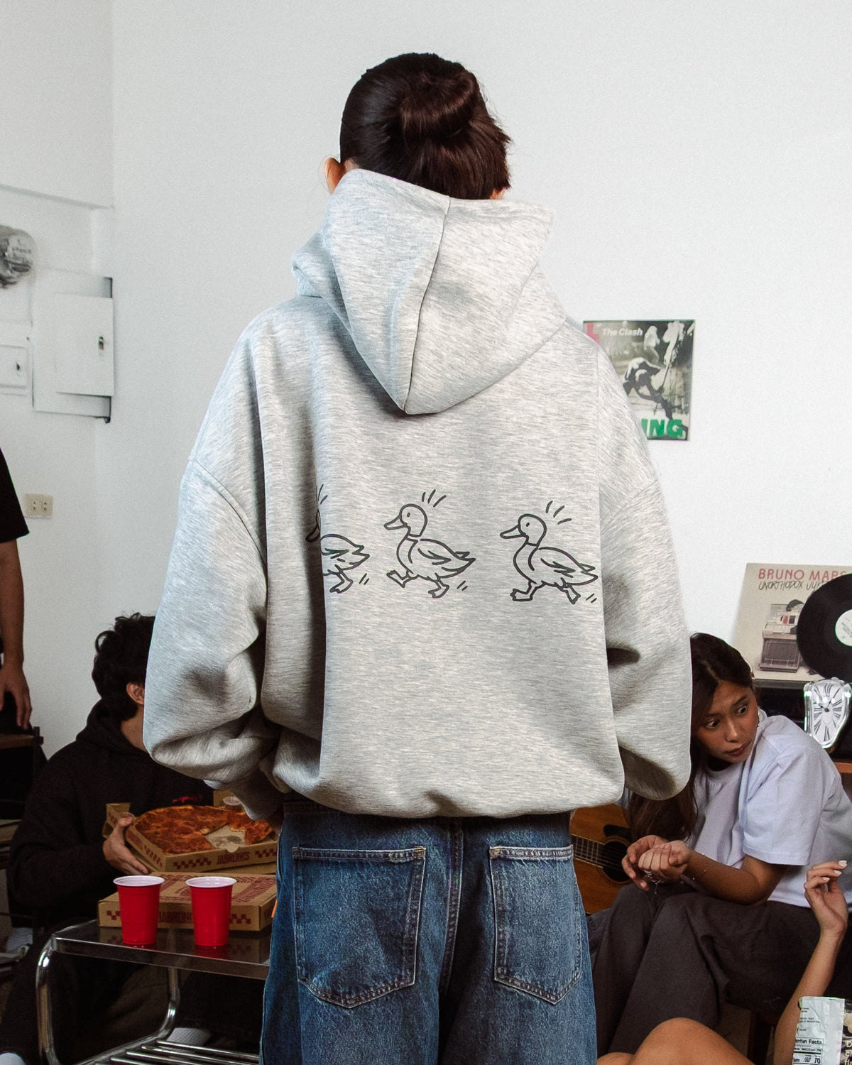 Three-Duck Hoodie — Sporty Gray