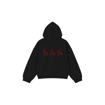 Three-Duck Hoodie in Jet Black