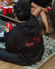 Three-Duck Hoodie in Jet Black