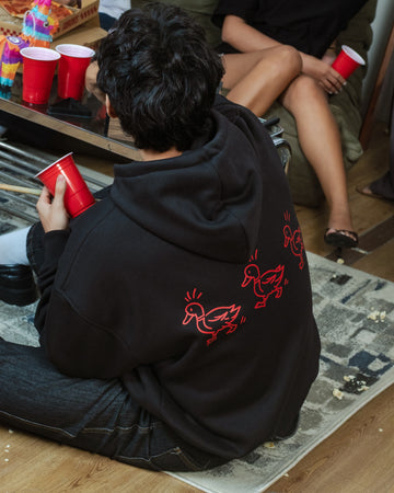 Three-Duck Hoodie in Jet Black