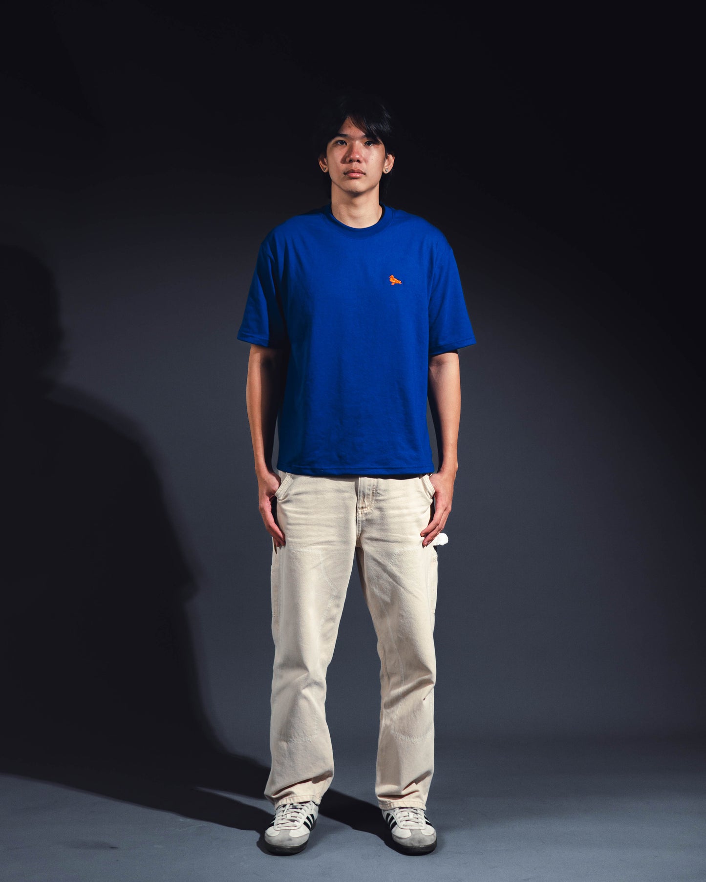 mozy&co. "Threads" Tee in Blue with Orange Thread