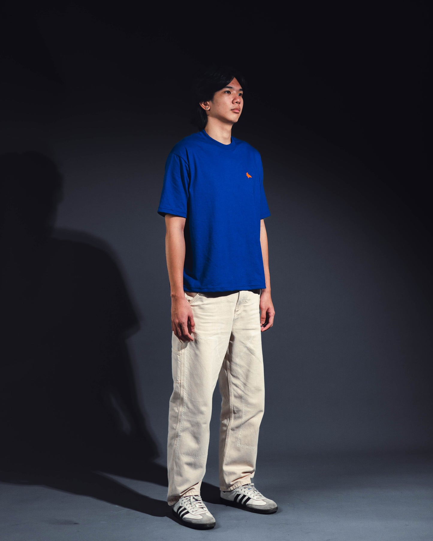 mozy&co. "Threads" Tee in Blue with Orange Thread