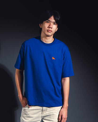 mozy&co. "Threads" Tee in Blue with Orange Thread