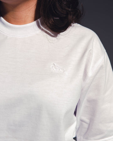mozy&co. "Threads" Tee in White with White Thread