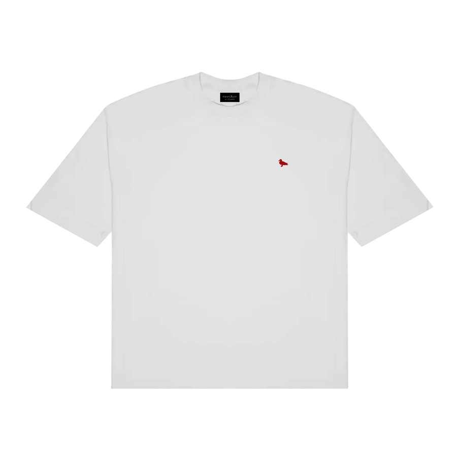 mozy&co. "Threads" Tee in White with Red Thread