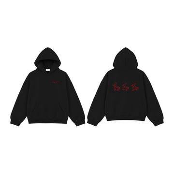 Three-Duck Hoodie in Jet Black